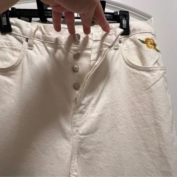 Reformation White Cynthia Straight Leg Mid Rise Denim Jeans - Picture 6 of 7